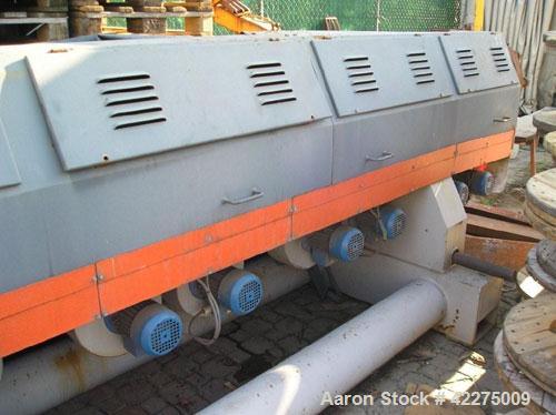 TECNOVA  ES 160R/37D  degas. recycling plant for PE PP PC PS EPS, etc. Construction year 2005,  forced feeding funnel, diam 160 mm. extruder , L/D 37, with d.c. 350 Kw. Siemens engine, Degassing pump...