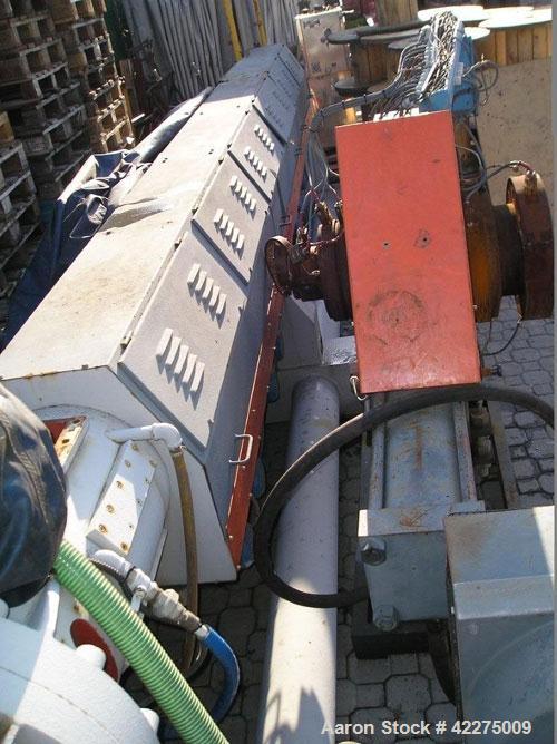TECNOVA  ES 160R/37D  degas. recycling plant for PE PP PC PS EPS, etc. Construction year 2005,  forced feeding funnel, diam 160 mm. extruder , L/D 37, with d.c. 350 Kw. Siemens engine, Degassing pump...