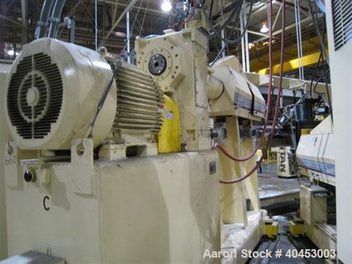 Used PTI (2004) multi layer sheet extrusion line including the following: A) (1) Used PTI model 6000 Trident series 6", 28:1 extruder having a 7-zone electrically heated air cooled barrel at an appro...