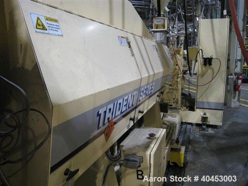 Used PTI (2004) multi layer sheet extrusion line including the following: A) (1) Used PTI model 6000 Trident series 6", 28:1 extruder having a 7-zone electrically heated air cooled barrel at an appro...
