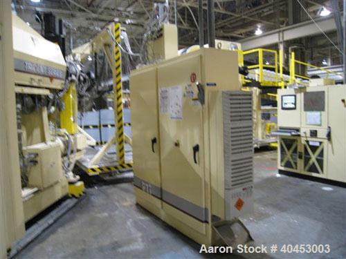 Used PTI (2004) multi layer sheet extrusion line including the following: A) (1) Used PTI model 6000 Trident series 6", 28:1 extruder having a 7-zone electrically heated air cooled barrel at an appro...