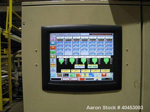 Used PTI (2004) multi layer sheet extrusion line including the following: A) (1) Used PTI model 6000 Trident series 6", 28:1 extruder having a 7-zone electrically heated air cooled barrel at an appro...