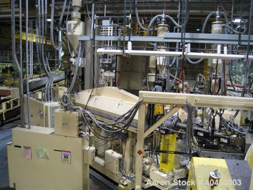 Used PTI (2004) multi layer sheet extrusion line including the following: A) (1) Used PTI model 6000 Trident series 6", 28:1 extruder having a 7-zone electrically heated air cooled barrel at an appro...