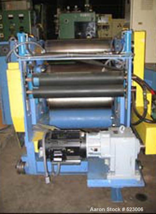 USED: Three roll sheet stack. (3) rolls with 33" face x 12" diameter cored rolls, with hydraulic gap adjustment, single row,...
