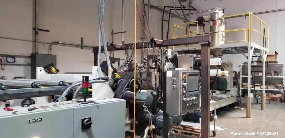 PET Sheet Extrusion Line – 48” Wide, 2,000 lbs/hr, OMV D140 Extruder, (Used)