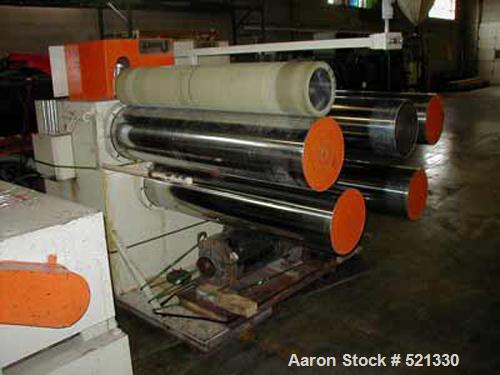 USED: APV Sterling extrusion line for the production of PP filament for woven sacks/bags. Line includes (1) APV Sterling 4.5" extruder, 30:1 L/D ratio single screw extruder, 200 hp main drive motor; ...