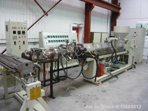 Used-1200mm (3.9’) Amut Sheet Line; 90mm (3.5’’) 32:1 l/d single screw extruder, 117 kW (156 hp) motor, electrically heated,...