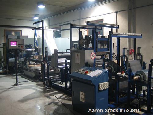 USED: Complete COEX sheet line consisting of: (2) Barmag 2.36" (60mm)extruder, type 6E4/27D, driven by a 60 hp motor; (2) Dynsco meltingpumps; (1) double layer adapter; (1) EMO die head, width 21.6" ...