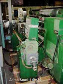 USED:Sheet line, 28" wide, consisting of: (1) Battenfeld 1.5"diameter single screw extruder, 24:1 L/D ratio, 3 zone electricallyheated, air cooled; 3" diameter water cooled feed throat with hopper,ap...