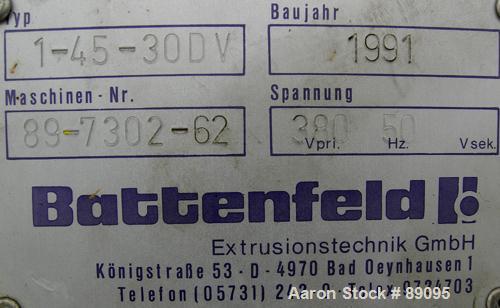 Used Battenfeld 17.5" Wide Sheet/Cast Film Line Consisting Of: (1) Battenfeld 60 MM (2.3") single screw extruder, model 1-60-30DV, serial #89-7782-62, approximate 30:1 L/D ratio, 5 zone non-vented ba...