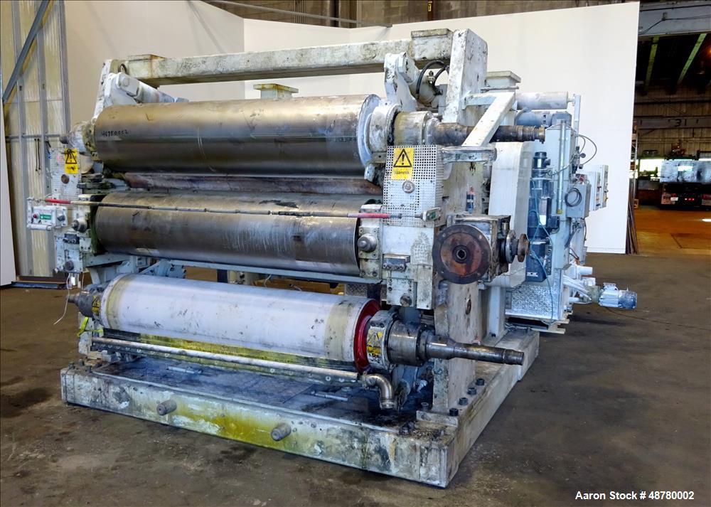 Used Berstorff 3 roll Sheet stack, 15.6" (400 mm) dia x 66.3" (1700 mm) straigh