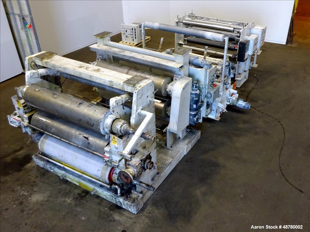 Used Berstorff 3 roll Sheet stack, 15.6" (400 mm) dia x 66.3" (1700 mm) straigh