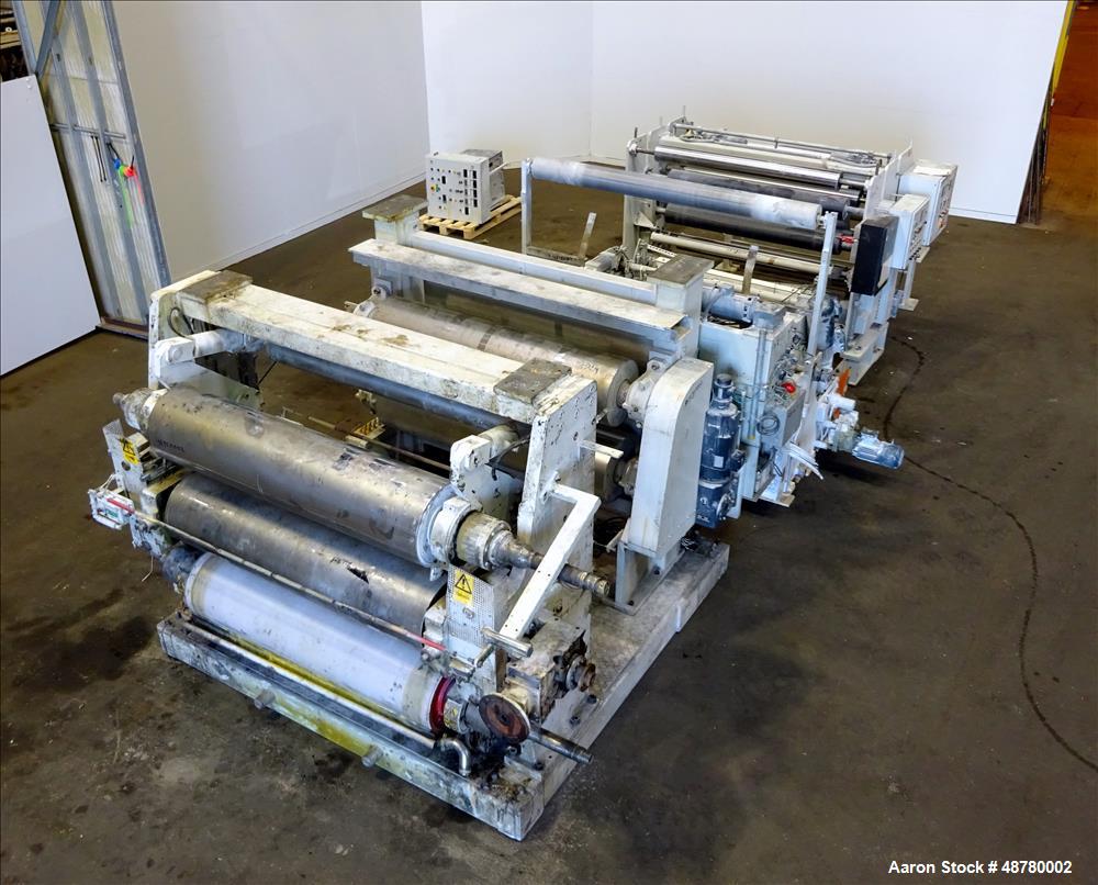 Used Berstorff 3 roll Sheet stack, 15.6" (400 mm) dia x 66.3" (1700 mm) straigh