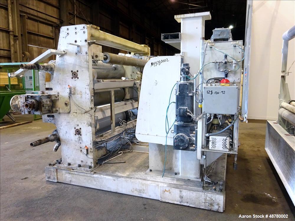 Used Berstorff 3 roll Sheet stack, 15.6" (400 mm) dia x 66.3" (1700 mm) straigh