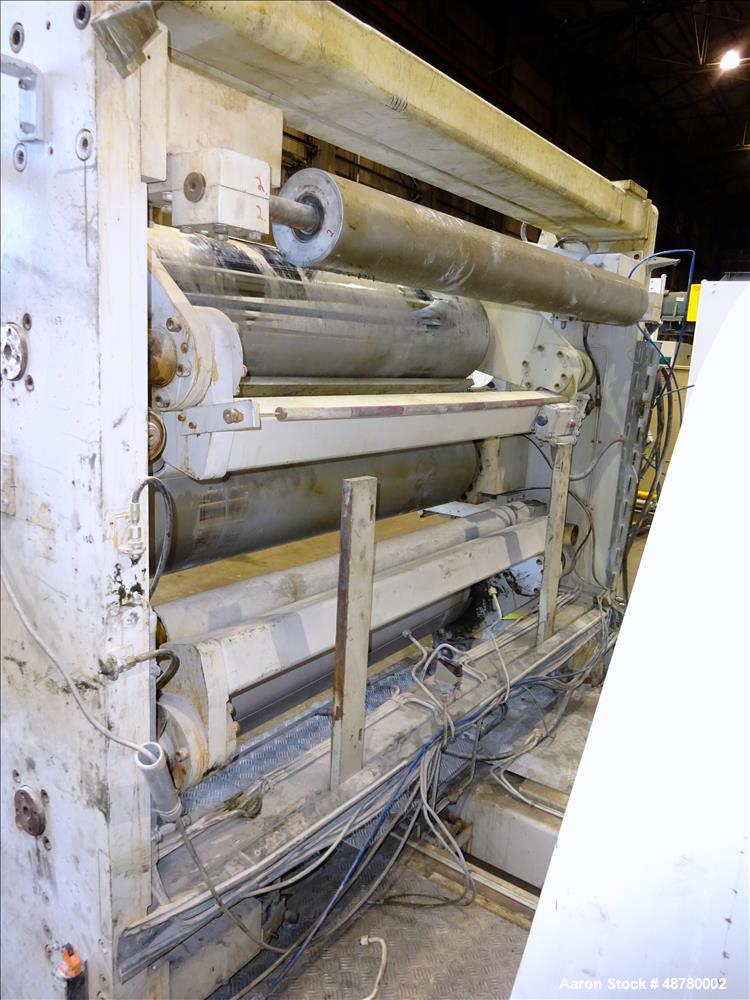 Used Berstorff 3 roll Sheet stack, 15.6" (400 mm) dia x 66.3" (1700 mm) straigh
