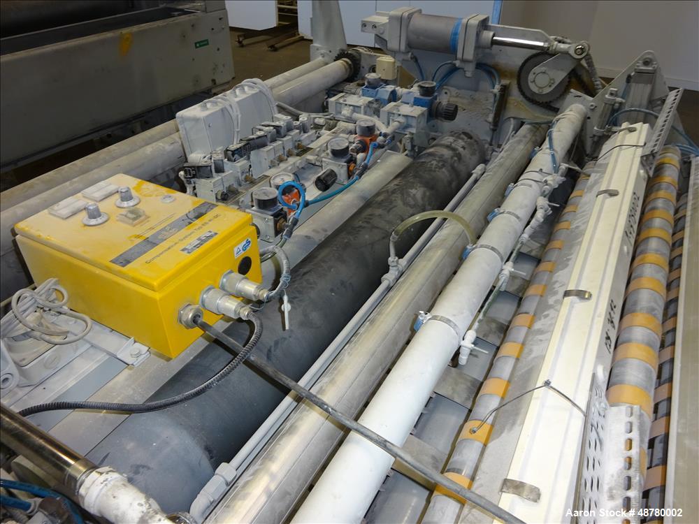 Used Berstorff 3 roll Sheet stack, 15.6" (400 mm) dia x 66.3" (1700 mm) straigh