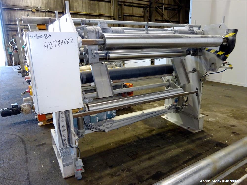 Used Berstorff 3 roll Sheet stack, 15.6" (400 mm) dia x 66.3" (1700 mm) straigh