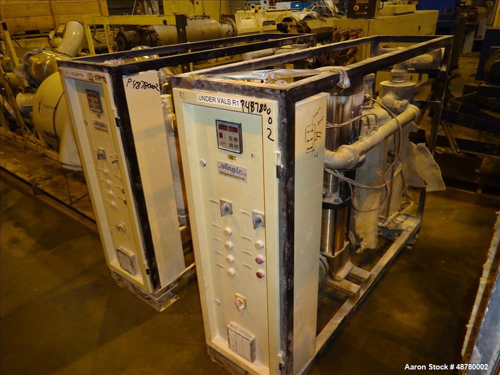 Used Berstorff 3 roll Sheet stack, 15.6" (400 mm) dia x 66.3" (1700 mm) straigh