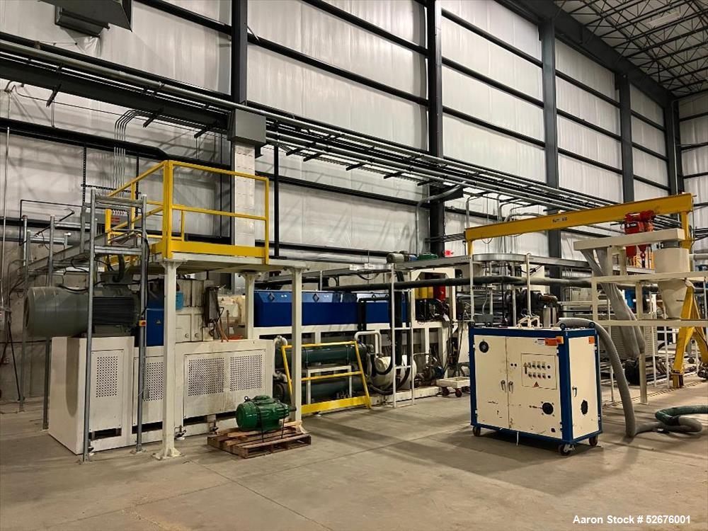 Used Chi Chang Sheet Extrusion Line (2017), consisting of: Chi Chang Extruder Model CC/SE-150S-1000W, S/N 2016031 (2017), 32:1, 150mm screw, with (5) Chi-Chang Control Panels and (2) Allen Bradley PL...