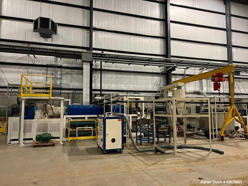 Used Chi Chang Sheet Extrusion Line (2017), consisting of: Chi Chang Extruder Model CC/SE-150S-1000W, S/N 2016031 (2017), 32:1, 150mm screw, with (5) Chi-Chang Control Panels and (2) Allen Bradley PL...