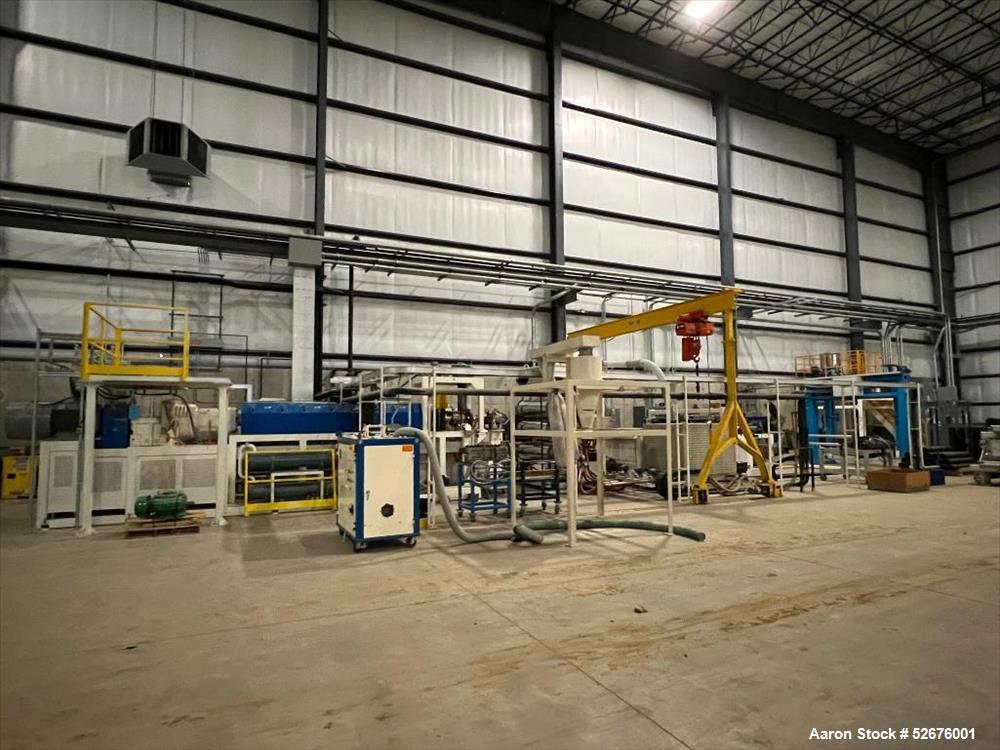Used Chi Chang Sheet Extrusion Line (2017), consisting of: Chi Chang Extruder Model CC/SE-150S-1000W, S/N 2016031 (2017), 32:1, 150mm screw, with (5) Chi-Chang Control Panels and (2) Allen Bradley PL...
