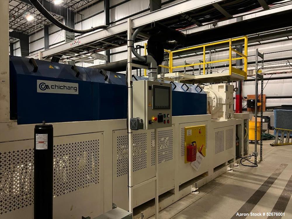 Used Chi Chang Sheet Extrusion Line (2017), consisting of: Chi Chang Extruder Model CC/SE-150S-1000W, S/N 2016031 (2017), 32:1, 150mm screw, with (5) Chi-Chang Control Panels and (2) Allen Bradley PL...