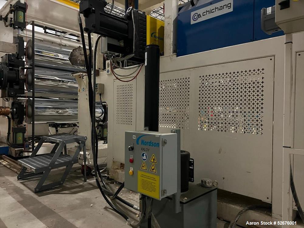 Used Chi Chang Sheet Extrusion Line (2017), consisting of: Chi Chang Extruder Model CC/SE-150S-1000W, S/N 2016031 (2017), 32:1, 150mm screw, with (5) Chi-Chang Control Panels and (2) Allen Bradley PL...