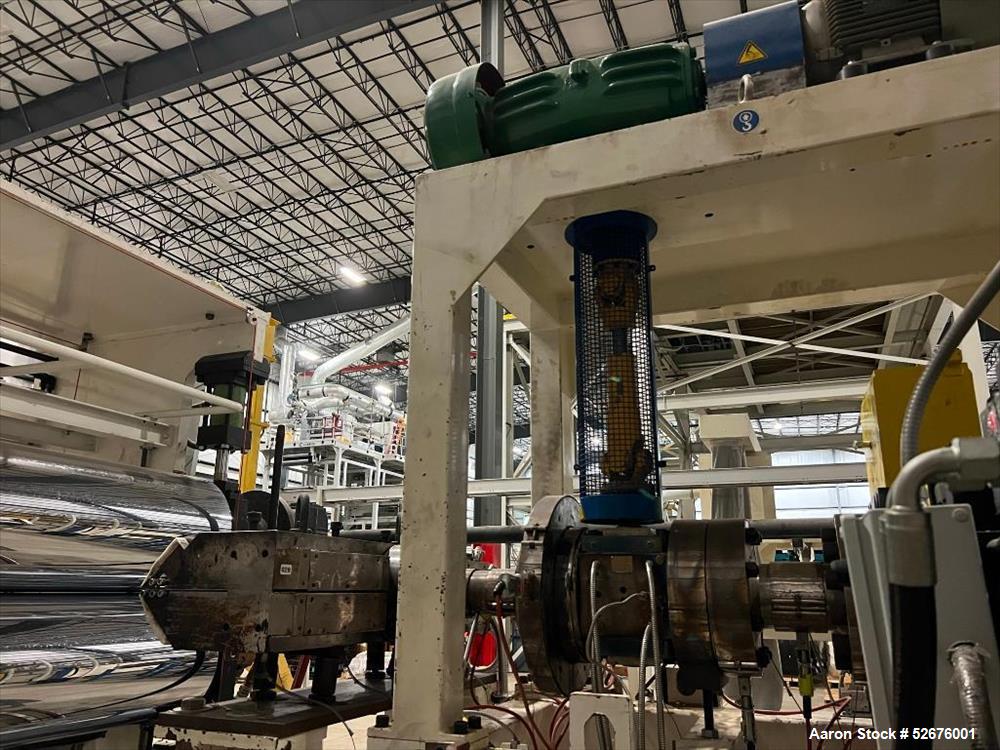 Used Chi Chang Sheet Extrusion Line (2017), consisting of: Chi Chang Extruder Model CC/SE-150S-1000W, S/N 2016031 (2017), 32:1, 150mm screw, with (5) Chi-Chang Control Panels and (2) Allen Bradley PL...