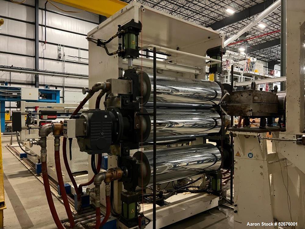 Used Chi Chang Sheet Extrusion Line (2017), consisting of: Chi Chang Extruder Model CC/SE-150S-1000W, S/N 2016031 (2017), 32:1, 150mm screw, with (5) Chi-Chang Control Panels and (2) Allen Bradley PL...