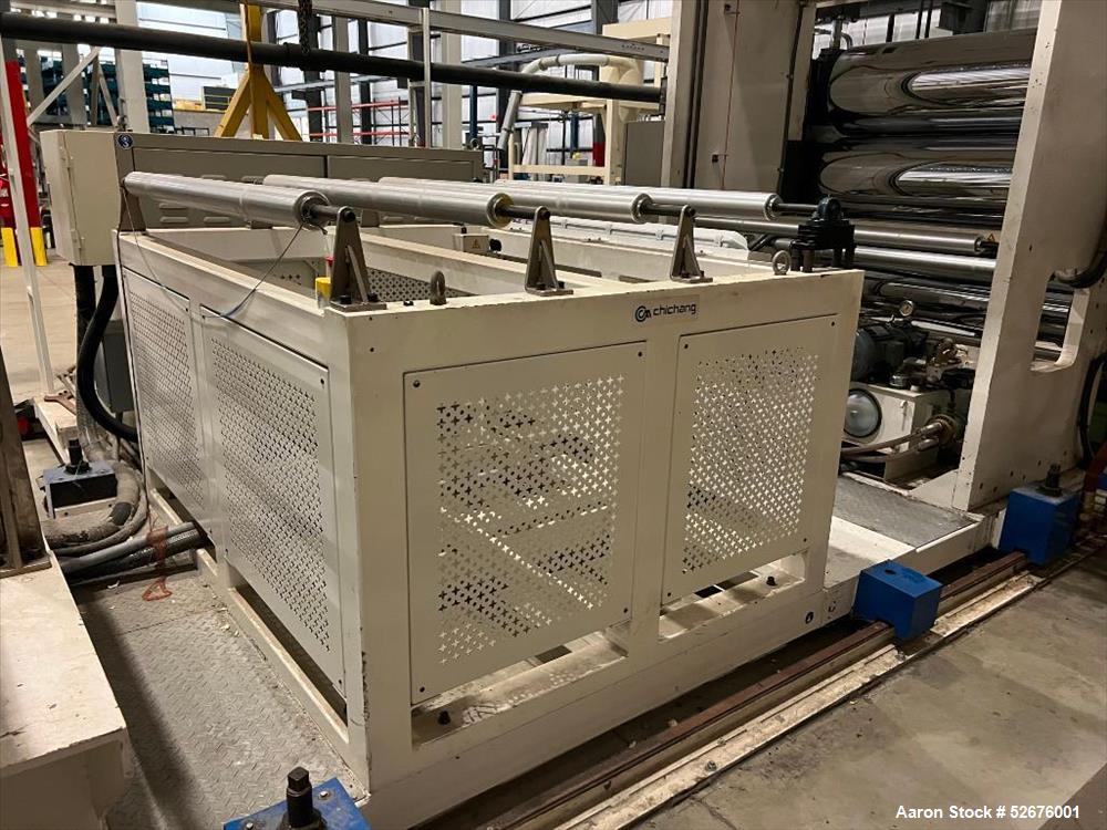 Used Chi Chang Sheet Extrusion Line (2017), consisting of: Chi Chang Extruder Model CC/SE-150S-1000W, S/N 2016031 (2017), 32:1, 150mm screw, with (5) Chi-Chang Control Panels and (2) Allen Bradley PL...