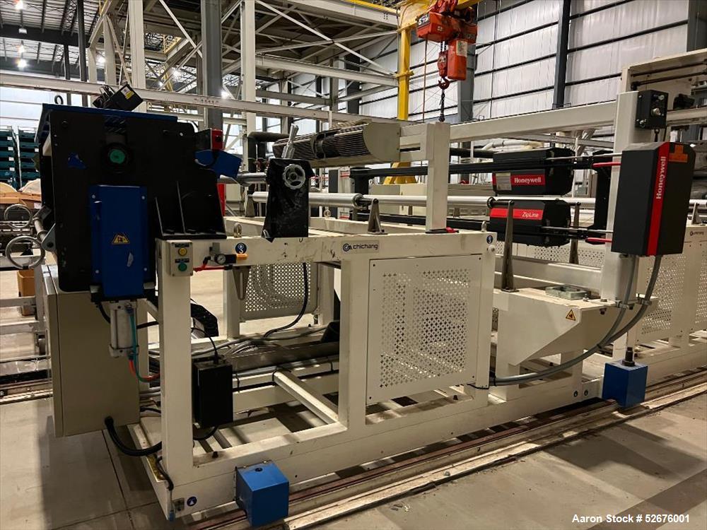 Used Chi Chang Sheet Extrusion Line (2017), consisting of: Chi Chang Extruder Model CC/SE-150S-1000W, S/N 2016031 (2017), 32:1, 150mm screw, with (5) Chi-Chang Control Panels and (2) Allen Bradley PL...
