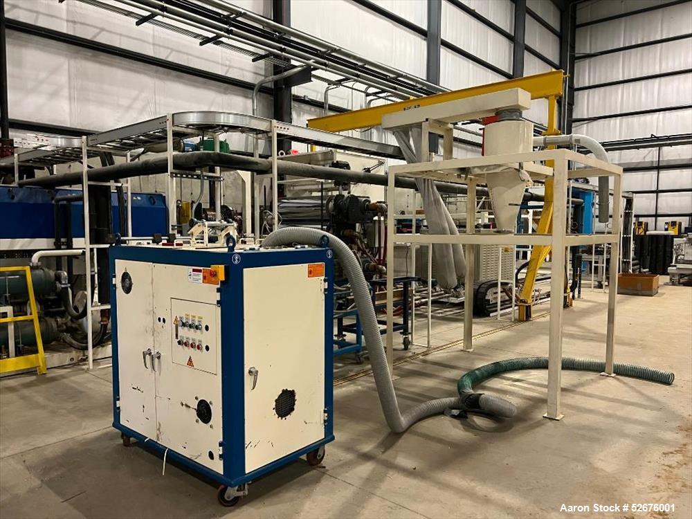 Used Chi Chang Sheet Extrusion Line (2017), consisting of: Chi Chang Extruder Model CC/SE-150S-1000W, S/N 2016031 (2017), 32:1, 150mm screw, with (5) Chi-Chang Control Panels and (2) Allen Bradley PL...