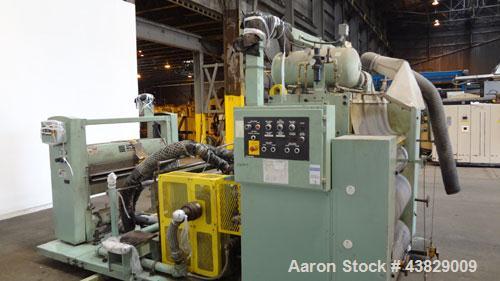 Used 3 Roll Chill Roll Stand, Cincinnati Milacron Model Roll Stack Stand, Serial #X70A0100081. 3-Roll vertical chrome polishing roll stack, 18" diameter middle and bottom rolls, 13" diameter top roll...