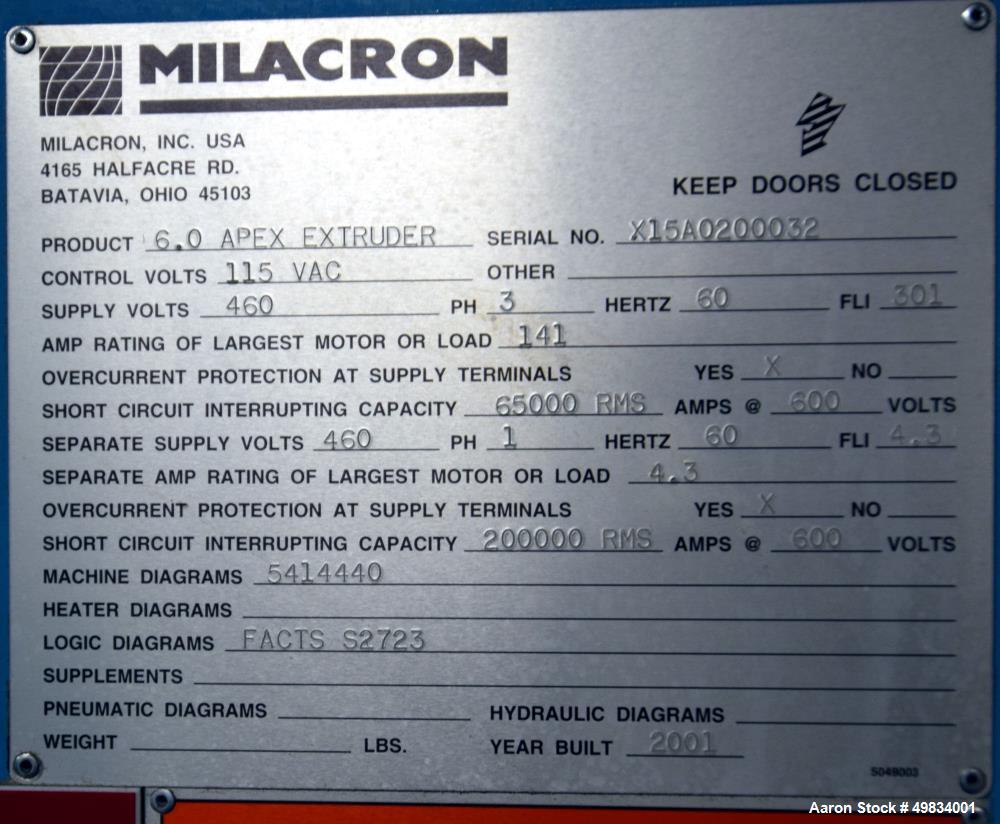 Used- Cincinnati Milacron 91" Wide Sheet Line.
