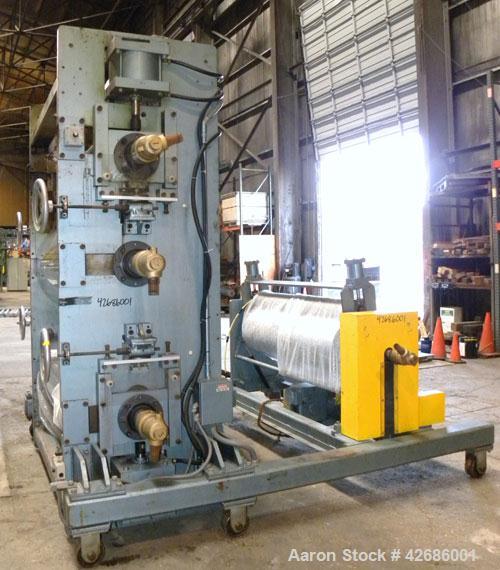 Used- Crown Sheet Take Off System Consisting Of: (1) Crown 3 roll vertical down sheet stack. (2) 32'' Diameter x 60'' wide c...