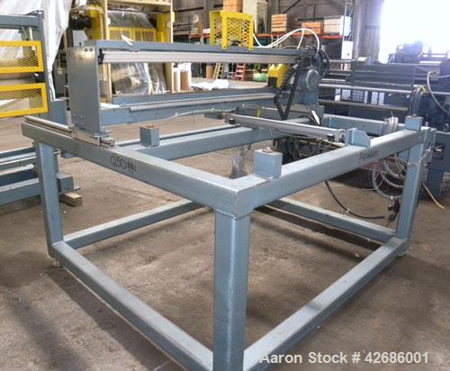 Used Crown Sheet Take Off System Consisting Of: (1) Crown 3 roll vertical down sheet stack. (2) 32'' Diameter x 60'' wide chrome plated cored rolls, (1) 18'' diameter x 60'' wide chrome plated cored ...