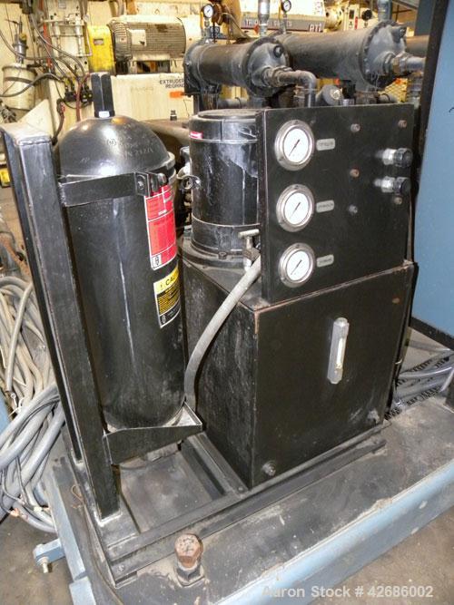 Used Crown Sheet Take Off System Consisting Of: (1) Crown 3 roll "J" sheet stack. (2) 30" Diameter x 60" wide chrome plated cored rolls, (1) 18" diameter x 60" wide movable bottom chrome plated cored...