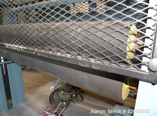 Used Crown Sheet Take Off System Consisting Of: (1) Crown 3 roll "J" sheet stack. (2) 30" Diameter x 60" wide chrome plated cored rolls, (1) 18" diameter x 60" wide movable bottom chrome plated cored...