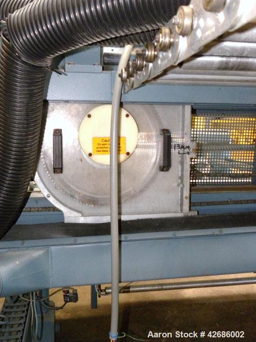 Used Crown Sheet Take Off System Consisting Of: (1) Crown 3 roll "J" sheet stack. (2) 30" Diameter x 60" wide chrome plated cored rolls, (1) 18" diameter x 60" wide movable bottom chrome plated cored...