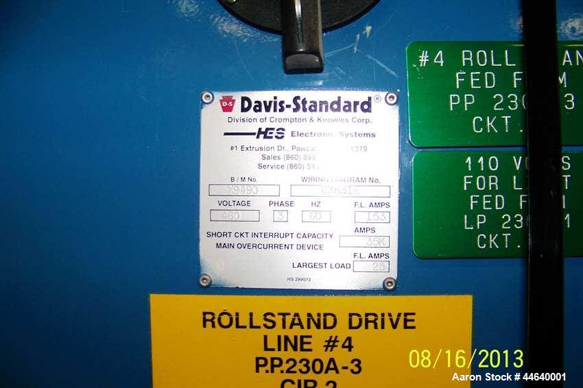 Used Davis Standard 46” Three Roll Vertical Roll Stand Sheet Line