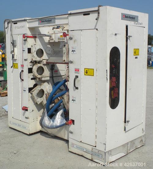 Used Davis Standard 3-Roll Stack. (3) 12’’ Diameter x 24’’ wide chrome matte cored rolls, driven by a 3 hp, 500 volt, 1750/2300 DC motor thru a reducer. Includes approximate 24’’ wide x 150’’ long co...