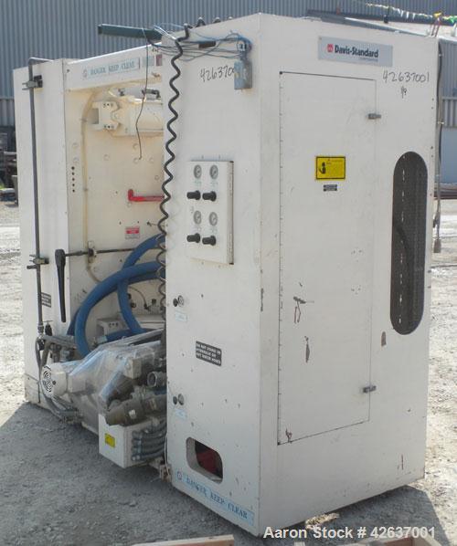 Used Davis Standard 3-Roll Stack. (3) 12’’ Diameter x 24’’ wide chrome matte cored rolls, driven by a 3 hp, 500 volt, 1750/2300 DC motor thru a reducer. Includes approximate 24’’ wide x 150’’ long co...