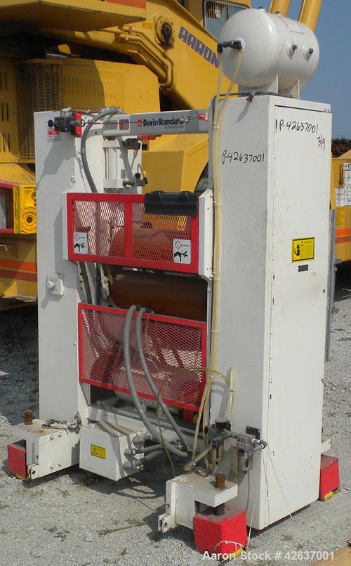Used Davis Standard 3-Roll Stack. (3) 12’’ Diameter x 24’’ wide chrome matte cored rolls, driven by a 3 hp, 500 volt, 1750/2300 DC motor thru a reducer. Includes approximate 24’’ wide x 150’’ long co...