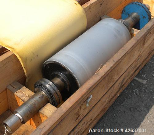 Used Davis Standard 3-Roll Stack. (3) 12’’ Diameter x 24’’ wide chrome matte cored rolls, driven by a 3 hp, 500 volt, 1750/2300 DC motor thru a reducer. Includes approximate 24’’ wide x 150’’ long co...