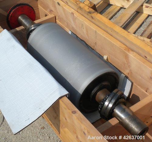 Used Davis Standard 3-Roll Stack. (3) 12’’ Diameter x 24’’ wide chrome matte cored rolls, driven by a 3 hp, 500 volt, 1750/2300 DC motor thru a reducer. Includes approximate 24’’ wide x 150’’ long co...