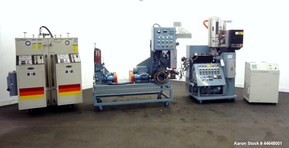 Used Davis Standard Killion 2” Wide Sheet Line Consisting Of: (1) Davis Standard Killion 1” single screw extruder, approximately 24 to 1 L/D ratio. Electrically heated, air-cooled 4 zone non-vented b...