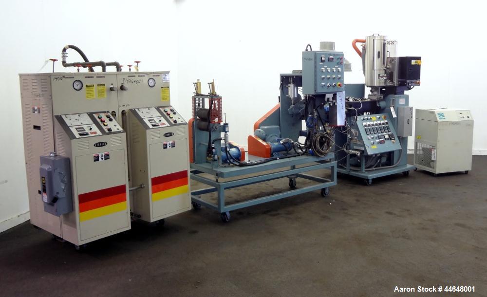 Used Davis Standard Killion 2” Wide Sheet Line Consisting Of: (1) Davis Standard Killion 1” single screw extruder, approximately 24 to 1 L/D ratio. Electrically heated, air-cooled 4 zone non-vented b...