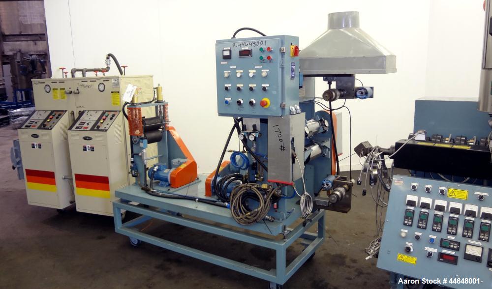 Used Davis Standard Killion 2” Wide Sheet Line Consisting Of: (1) Davis Standard Killion 1” single screw extruder, approximately 24 to 1 L/D ratio. Electrically heated, air-cooled 4 zone non-vented b...