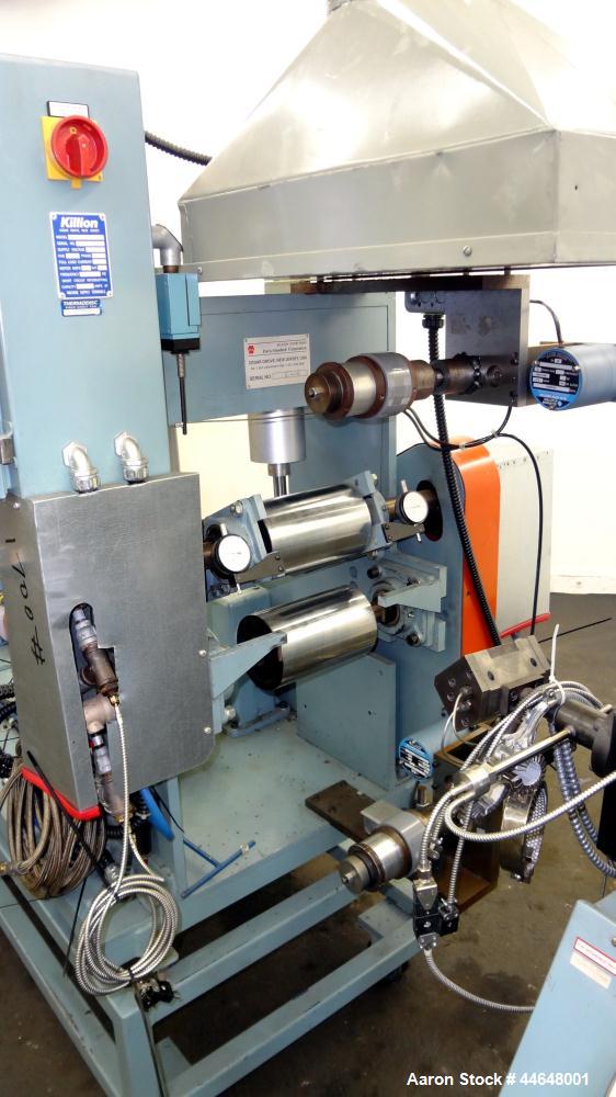 Used Davis Standard Killion 2” Wide Sheet Line Consisting Of: (1) Davis Standard Killion 1” single screw extruder, approximately 24 to 1 L/D ratio. Electrically heated, air-cooled 4 zone non-vented b...