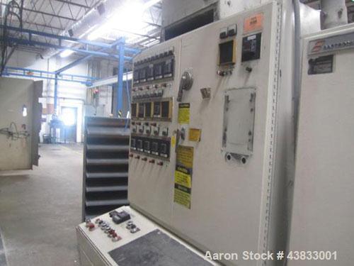 Used 66" Wide Gloucester Sheet Line consisting of the following:  3.5" Gloucester extruder, 32:1 l/d, electrically heated, water cooled, 150 hp DC motor with SCR controller, vented and plugged barrel...
